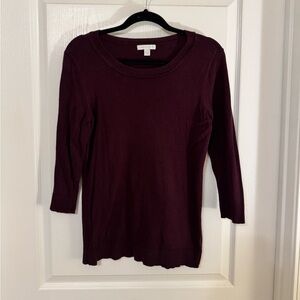New York & Company Women’s Knit Pullover Sweater Burgundy 3/4 Sleeve Size Medium